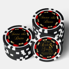 Sla de datum voor de bruid en bruidegom op - Rood Poker Chips
