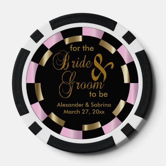 Sla de datum voor de bruid en bruidegom op - Roze Pokerchips (Achterkant)