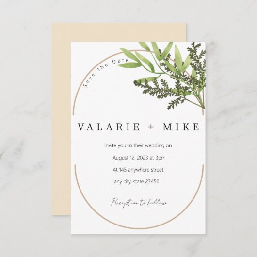 Sla de datum voor de bruiloft op save the date (Voorkant / Achterkant)