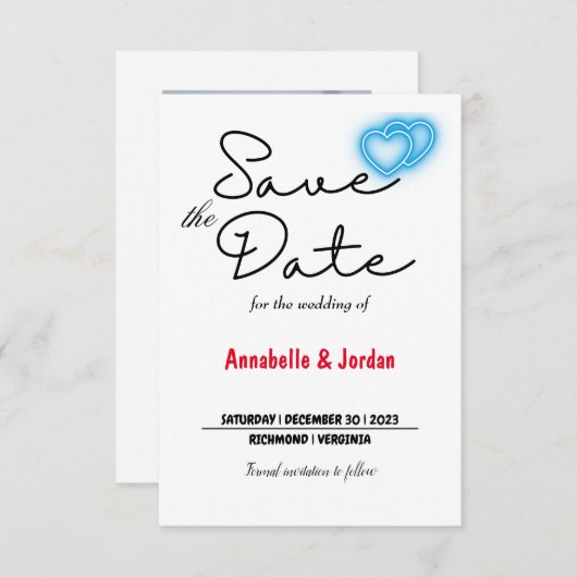 Sla de datum voor de bruiloft op save the date (Voorkant / Achterkant)