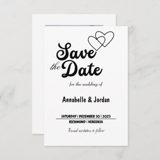Sla de datum voor de bruiloft op save the date (Voorkant / Achterkant)