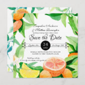Sla de datum waarop Citrus Fruit Sinaasappels in l Save The Date (Voorkant / Achterkant)