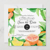 Sla de datum waarop Citrus Fruit Sinaasappels in l Save The Date (Voorkant)