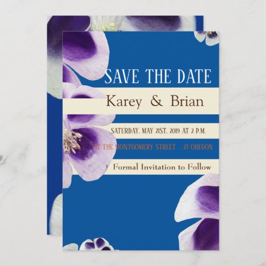 Sla de datum waarop de bruidenkaart wordt gebruikt save the date (Voorkant / Achterkant)