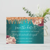Sla de datum waarop de Florals Roos Copper Drivers Save The Date (Staand voorkant)