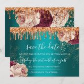 Sla de datum waarop de Florals Roos Copper Drivers Save The Date (Voorkant / Achterkant)