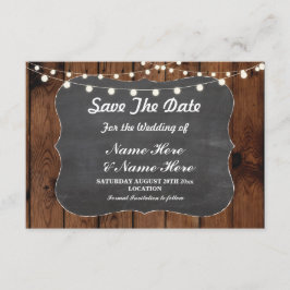 Sla de datum waarop de roestlichten ruw hout elega save the date