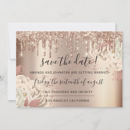 Sla de datum waarop Florals Roos Gold Drivers wit  Save The Date (Voorkant)