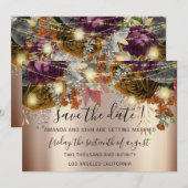 Sla de datum waarop Gold Floral Rozen licht op Save The Date (Voorkant / Achterkant)