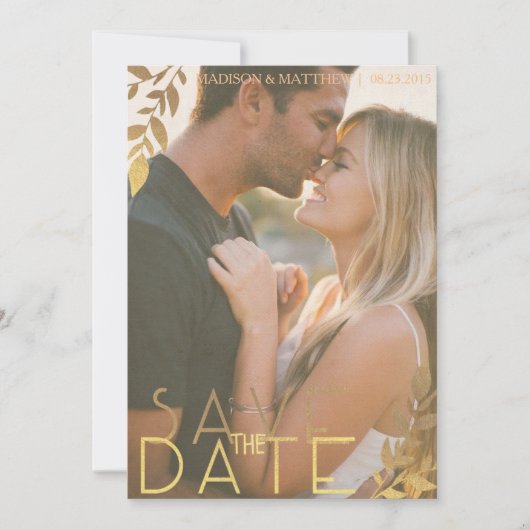 Sla de datum waarop het  goud wordt uitgenodigd op save the date (Voorkant)