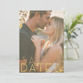 Sla de datum waarop het  goud wordt uitgenodigd op save the date (Staand voorkant)