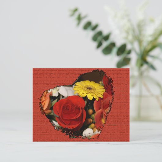 Sla de datum waarop het hart is gevormd op Bouquet Briefkaart (Staand voorkant)