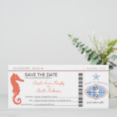 Sla de datum waarop het zeepaardje en de Starfish  Save The Date (Staand voorkant)