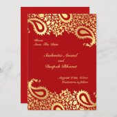 Sla de datum waarop Paisleys Elegant Indian Flat C Save The Date (Voorkant / Achterkant)