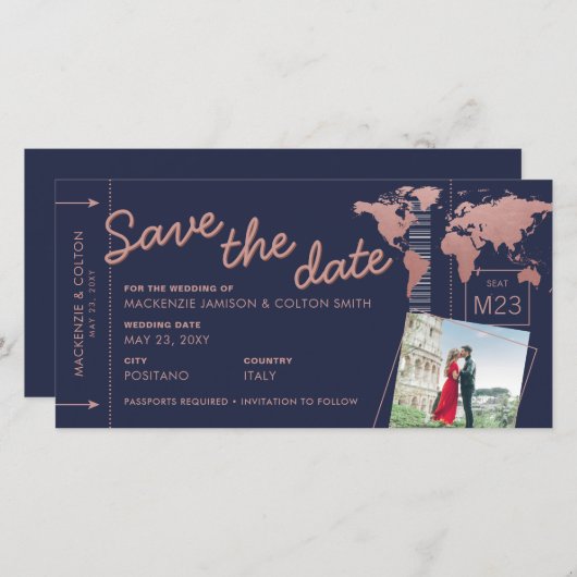 Sla de datum waarop roos gold wereldkaart boarding (Voorkant / Achterkant)