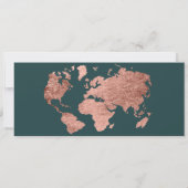 Sla de datum waarop roos gold wereldkaart boarding save the date (Achterkant)