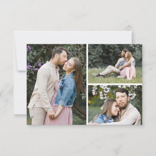 Sla de datum Waterverf Floral 3-foto kaart (Voorkant)