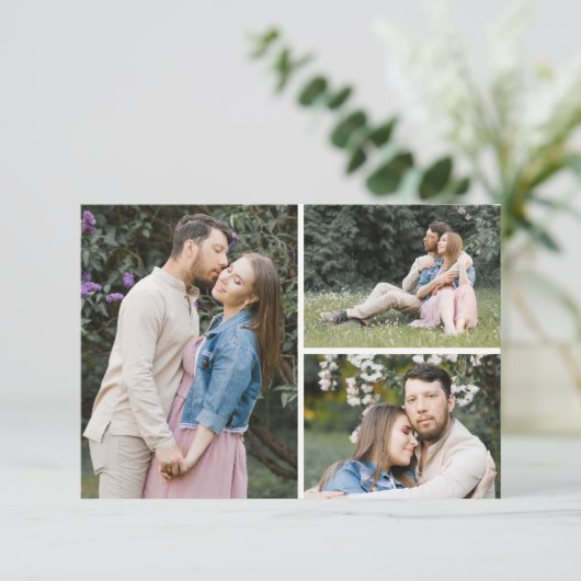 Sla de datum Waterverf Floral 3-foto kaart (Staand voorkant)