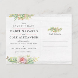 Sla de datum Waterverf succulent fotocollage op Briefkaart