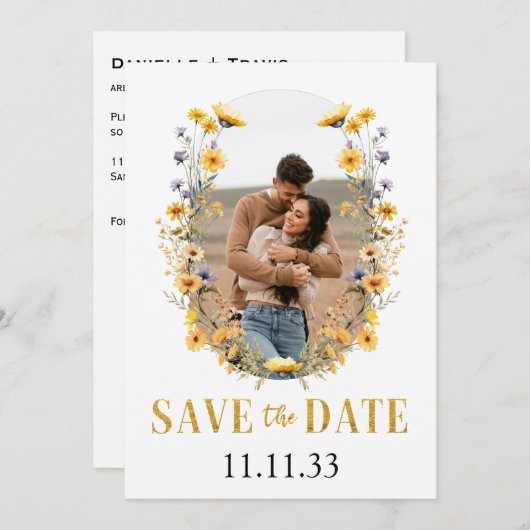 Sla de datum Wedding wildflower aangepaste foto Save The Date (Voorkant / Achterkant)