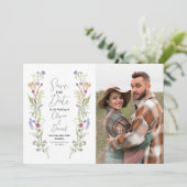 Sla de datum Wedding Wildflower Floral Foto op Save The Date (Staand voorkant)