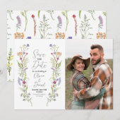 Sla de datum Wedding Wildflower Floral Foto op Save The Date (Voorkant / Achterkant)