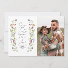 Sla de datum Wedding Wildflower Floral Foto op Save The Date