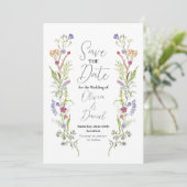 Sla de datum Wedding Wildflower Floral op Save The Date (Staand voorkant)