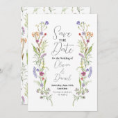Sla de datum Wedding Wildflower Floral op Save The Date (Voorkant / Achterkant)