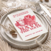 Sla de datum Western Zadel Roze Cowboy Pet Aankondigingskaart