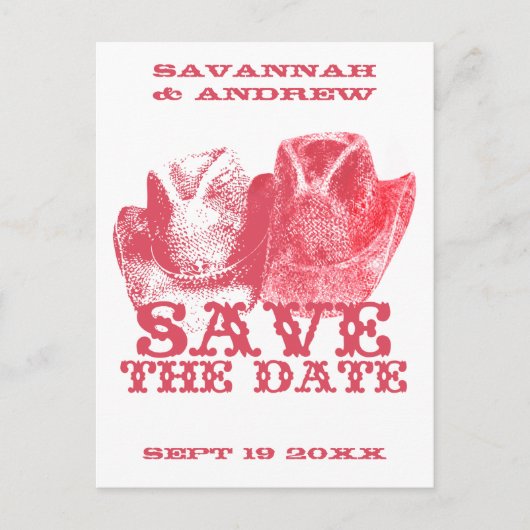 Sla de datum Western Zadel Roze Cowboy Pet Aankondigingskaart (Voorkant)