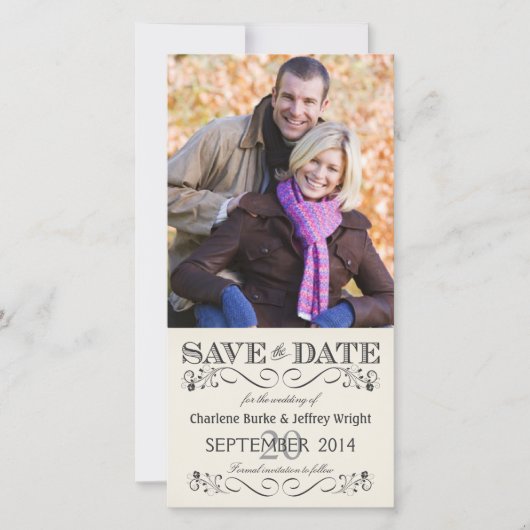 Sla de datum  witte bruiloft fotokaarten save the date (Voorkant)