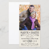 Sla de datum  witte bruiloft fotokaarten save the date (Voorkant / Achterkant)