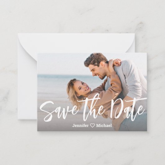 sla de datum witte handschrift qr code fotoschakel notitiekaartje (Voorkant)