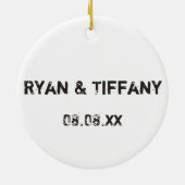 Sla de datum Witte Huwelijkscollage op Keramisch Ornament (Achterkant)