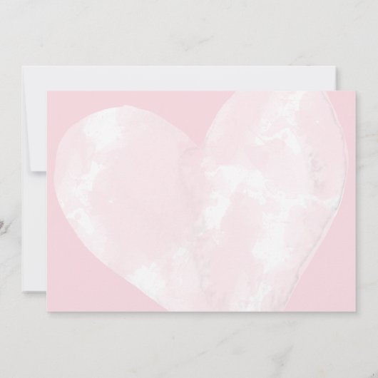 Sla de datum Witte Waterverf Hart op Roze Kaart (Achterkant)