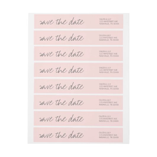 Sla de datum wraparound adreslabel, blush roze (Vel)