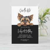 Sla de datum Yorkshire Terrier Dog 1e verjaardag Save The Date (Staand voorkant)