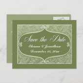Sla de Datum Zilveren filigraan jade, salie Aankondigingskaart (Voorkant / Achterkant)