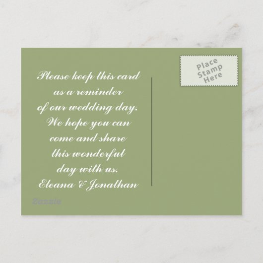 Sla de Datum Zilveren filigraan jade, salie Aankondigingskaart (Achterkant)