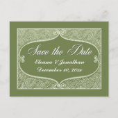 Sla de Datum Zilveren filigraan jade, salie Aankondigingskaart (Voorkant)
