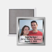 Sla de datum zilveren ingelijste fotomagneten op magneet (Voorkant / Achterkant)