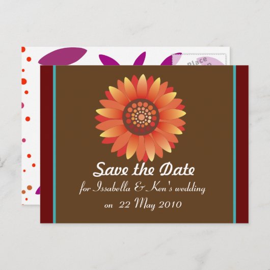 Sla de datum zonnebloembriefkaart sjabloon (Voorkant / Achterkant)