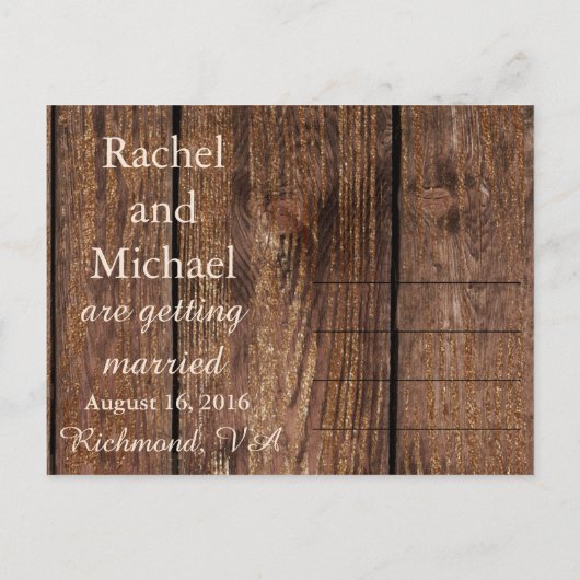 Sla de datum zwart faux kant en hout aankondigingskaart (Achterkant)