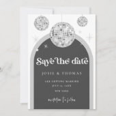 Sla de Datum Zwart Grijs Retro Disco Groove foto Kaart (Voorkant)