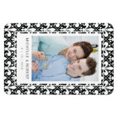 Sla de datum zwart-wit Fleur de Lis Pattern Magneet (Horizontaal)