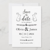 Sla de datum zwart-wit paasbruiloft op kaart (Voorkant)