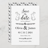 Sla de datum zwart-wit paasbruiloft op kaart (Voorkant / Achterkant)