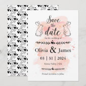 Sla de datum zwart-wit paasbruiloft op kaart (Voorkant / Achterkant)