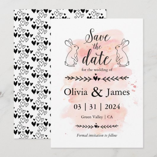 Sla de datum zwart-wit paasbruiloft op kaart (Voorkant / Achterkant)
